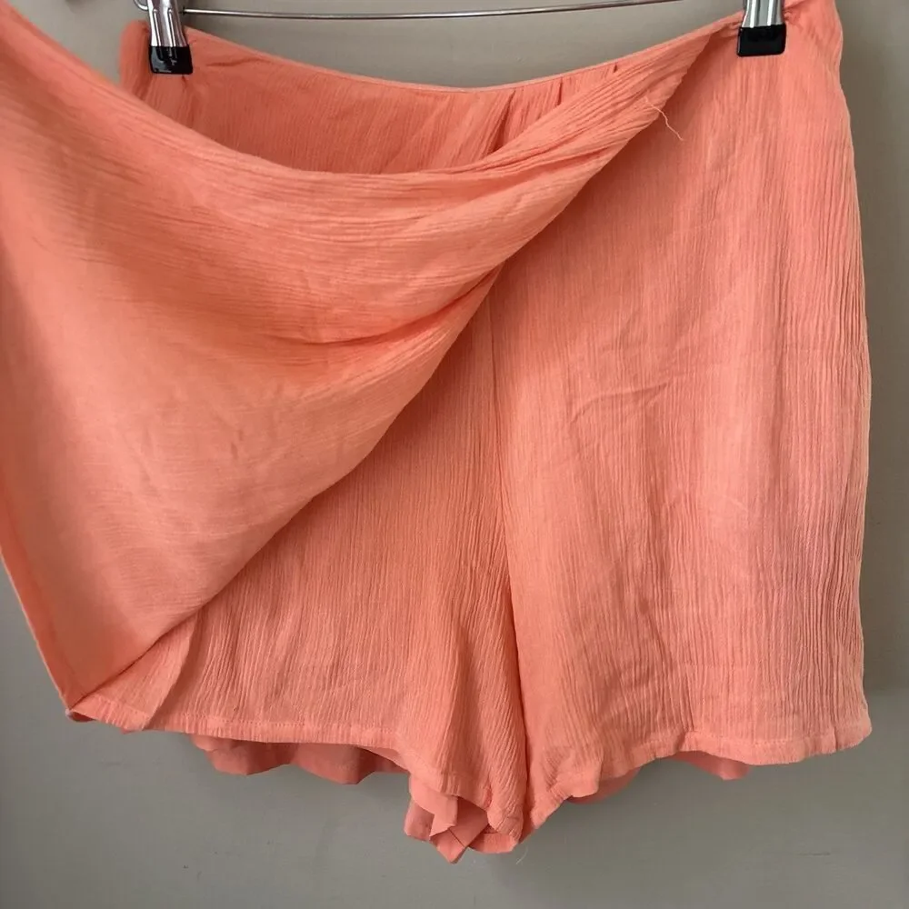 Boston Proper Women’s M Orange Linen Skort Lightweight Summer Casual